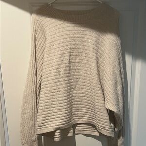 Pink Rose Cream Ribbed Sweater